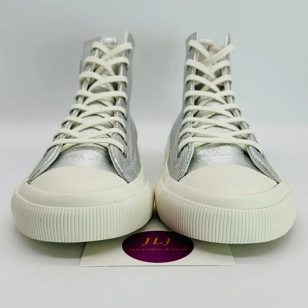 P.F. Flyers Women's All-American Hi Silver Leather High Top Sneakers Size 7.5